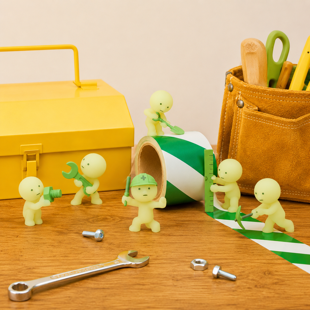 Smiski Mini Figure Construction Series | Glow-in-the-Dark Collectible Figures