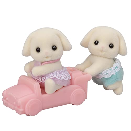 EPOCH Sylvanian Families U-104 Flora Rabbit Twins Dolls, Safety Toy Mark Certified, Toy for Ages 3 Years and Up, Dollhouse - Image 1