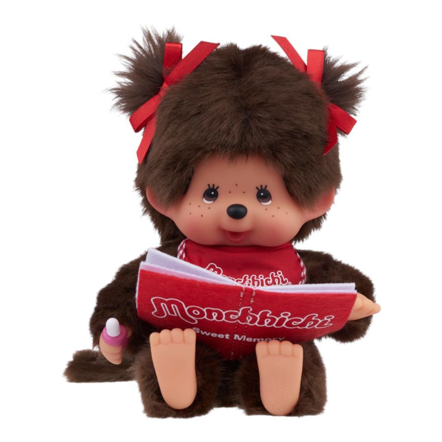 Sekiguchi Monchhichi Girl Reading Plush Doll 7 inch - Image 1
