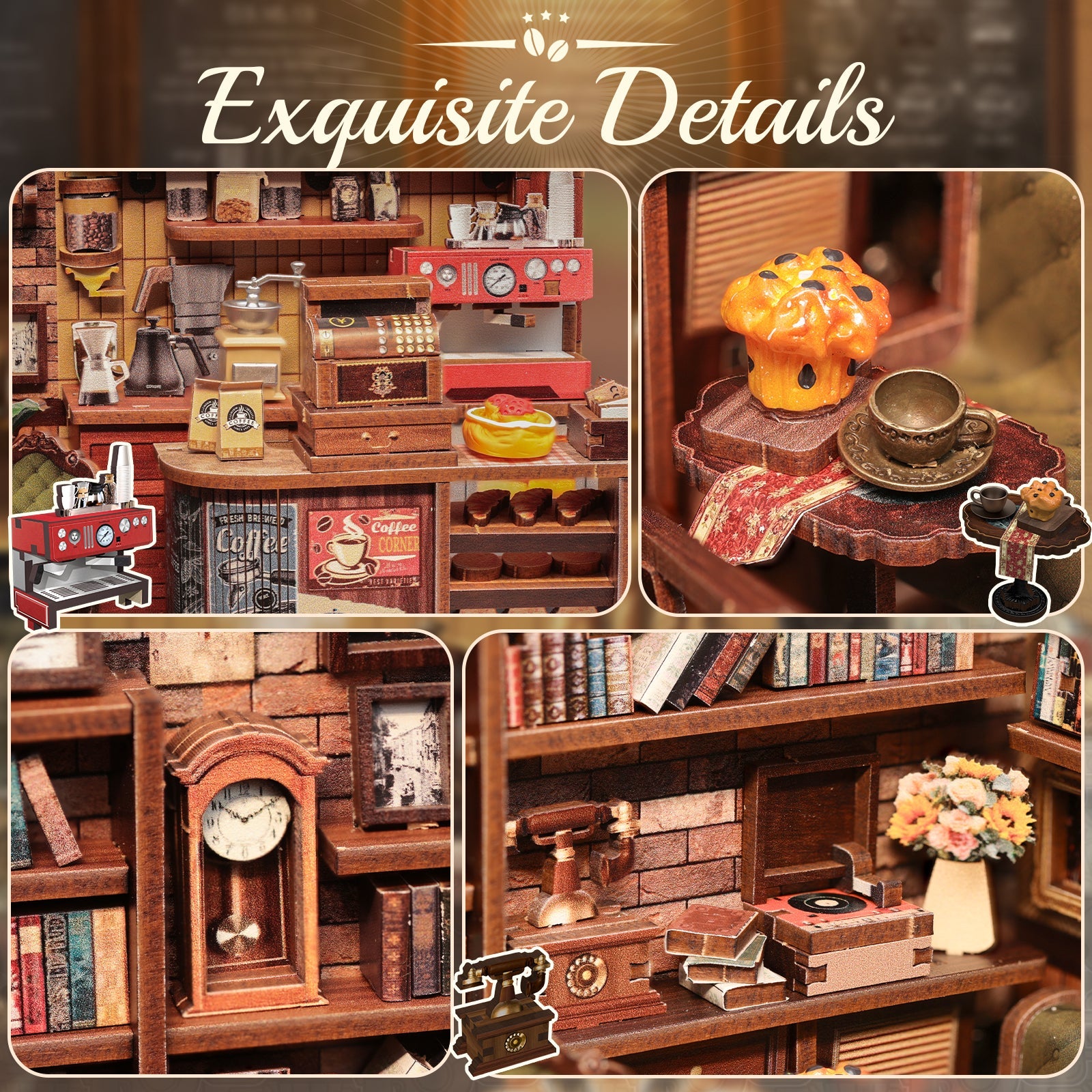 CUTEBEE DIY Dollhouse Kit | CORNER COFFEE SHOP - Image 5