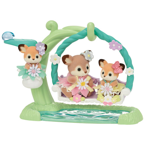 Calico Critter Deer Babies -Floral Swing Set - Image 1