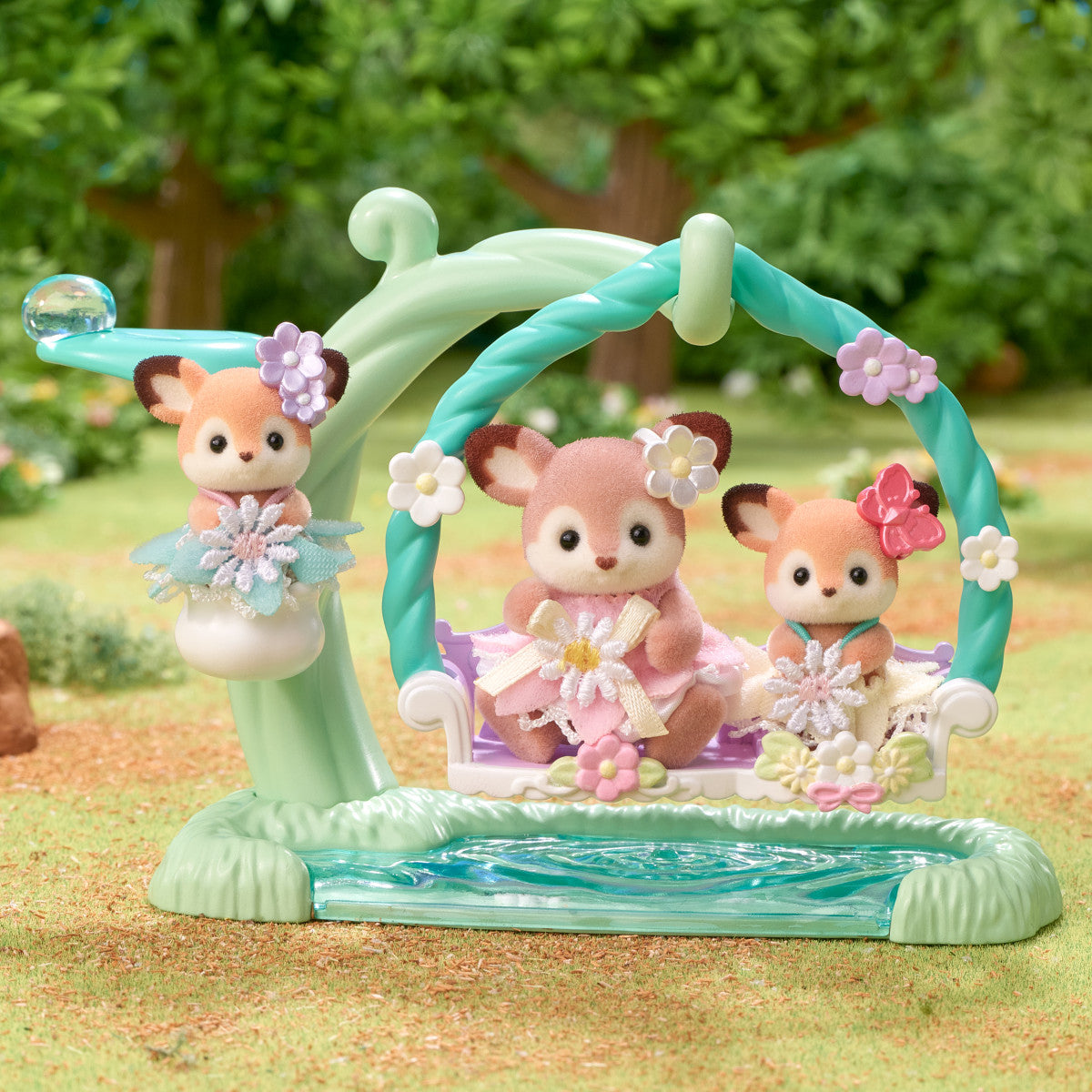 Calico Critter Deer Babies -Floral Swing Set - Image 2