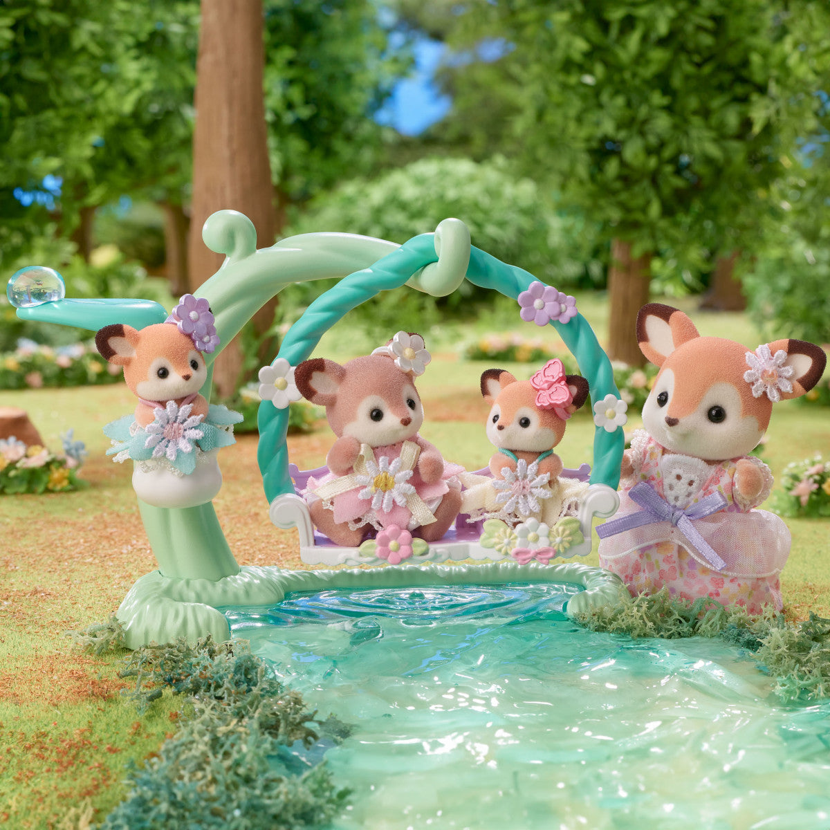 Calico Critter Deer Babies -Floral Swing Set - Image 3