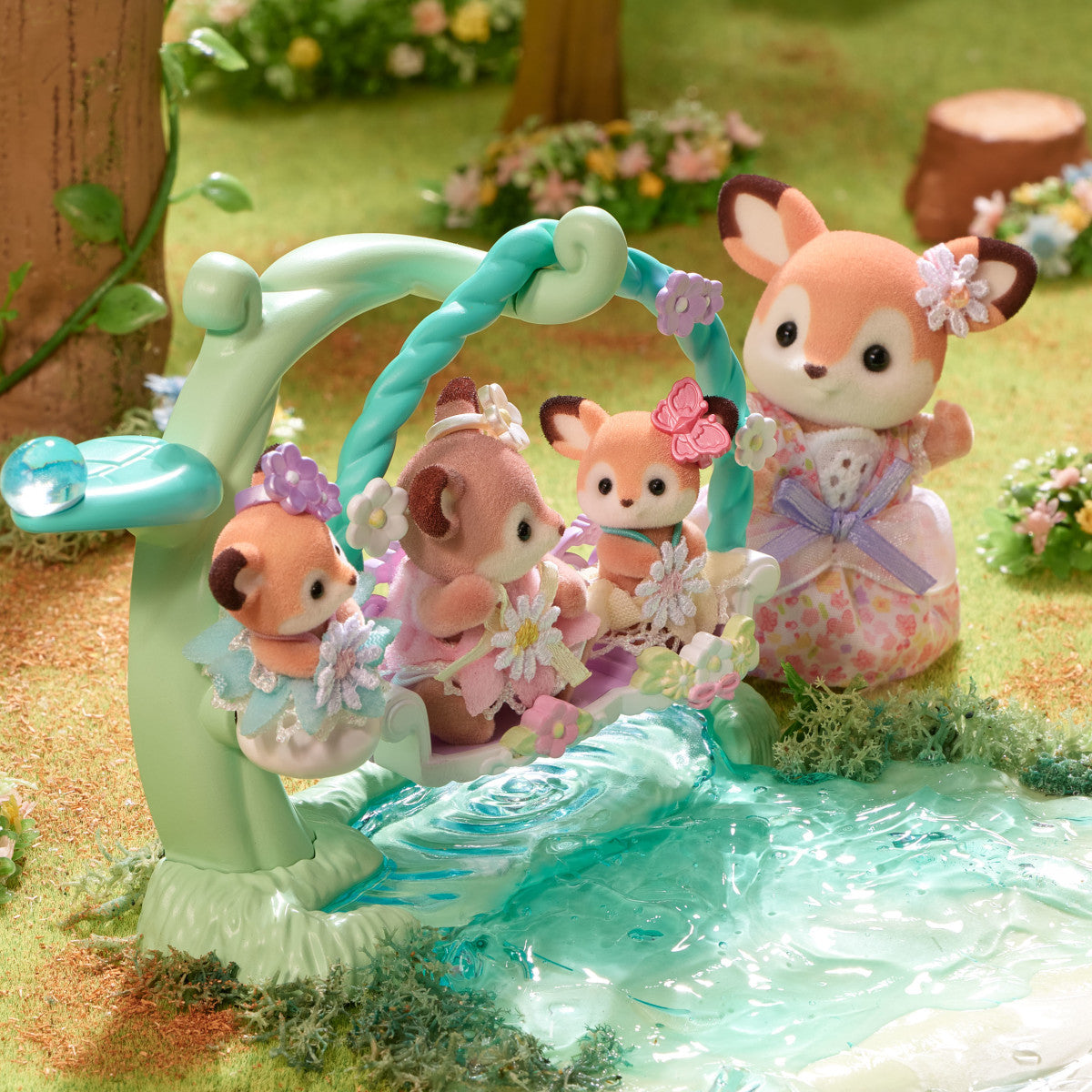 Calico Critter Deer Babies -Floral Swing Set - Image 6