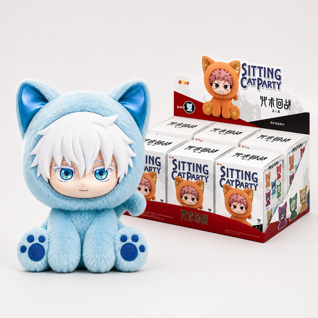 Original Eaki Jujutsu Kaisen Sitting Cat Party Cover Figure Blind Box Vol.1 Vol.2 Anime Character Figure