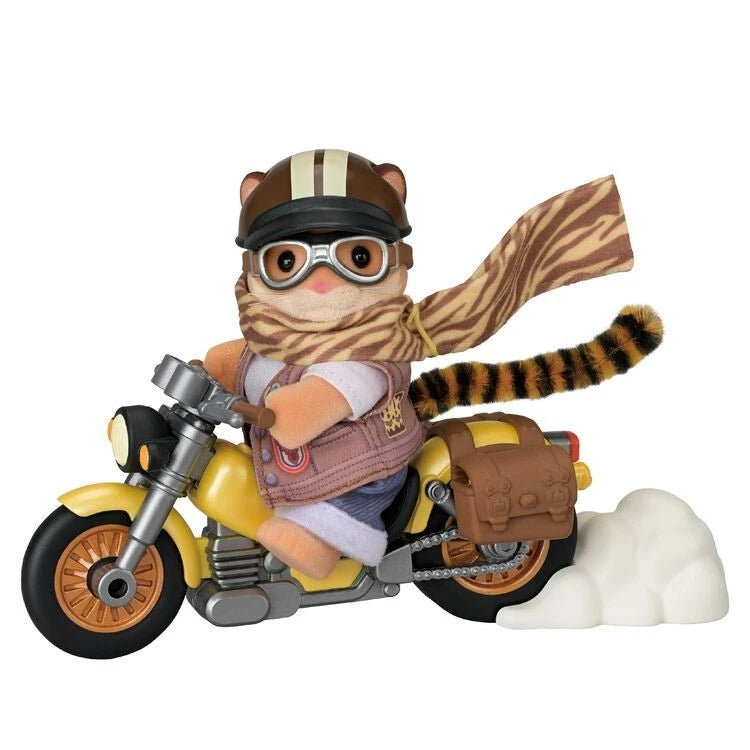 Sylvanian Families / Calico Critters Miles the Tiger Dad's Adventure Bike – Japanese Release