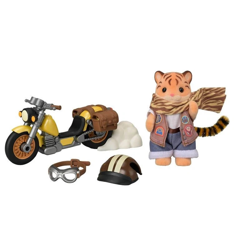 Sylvanian Families / Calico Critters Miles the Tiger Dad's Adventure Bike – Japanese Release